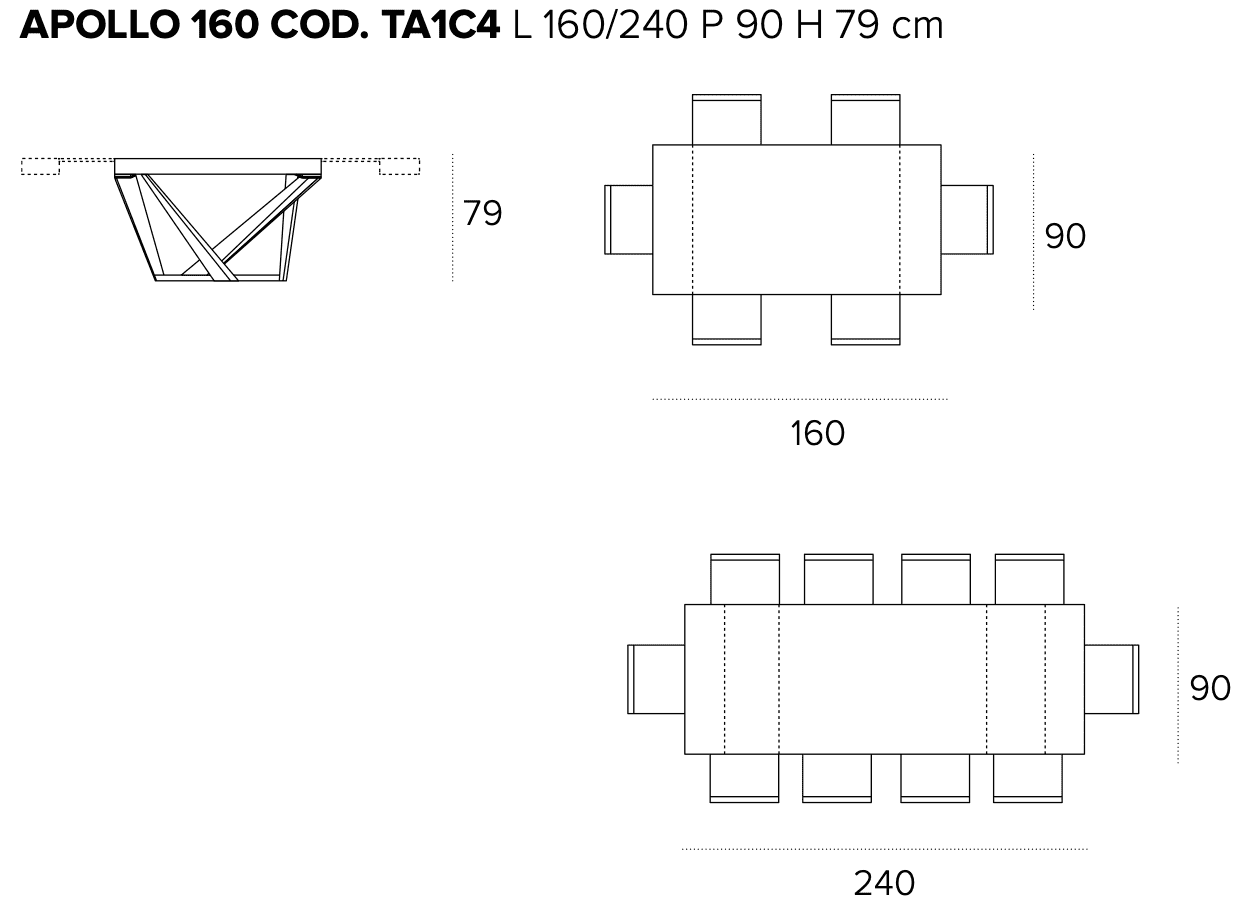 Размеры стола Target Point Apollo 160